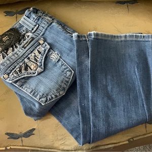 MISS ME BLACK STAR WESTERN STUDDED BOOTCUT JEANS SIZE 28 Style #JW5054B …